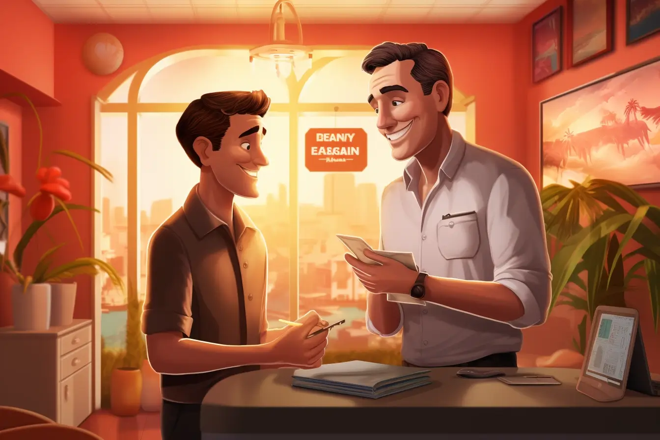 Travel Agent Helping Montana Client Animated