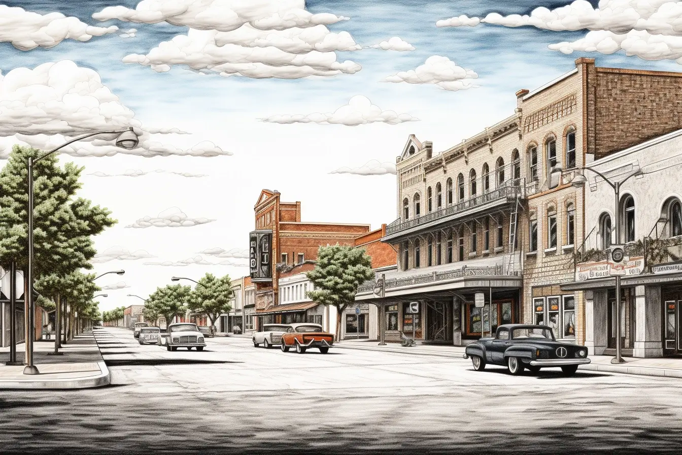 Downtown Retro Drawing Trinidad Colorado