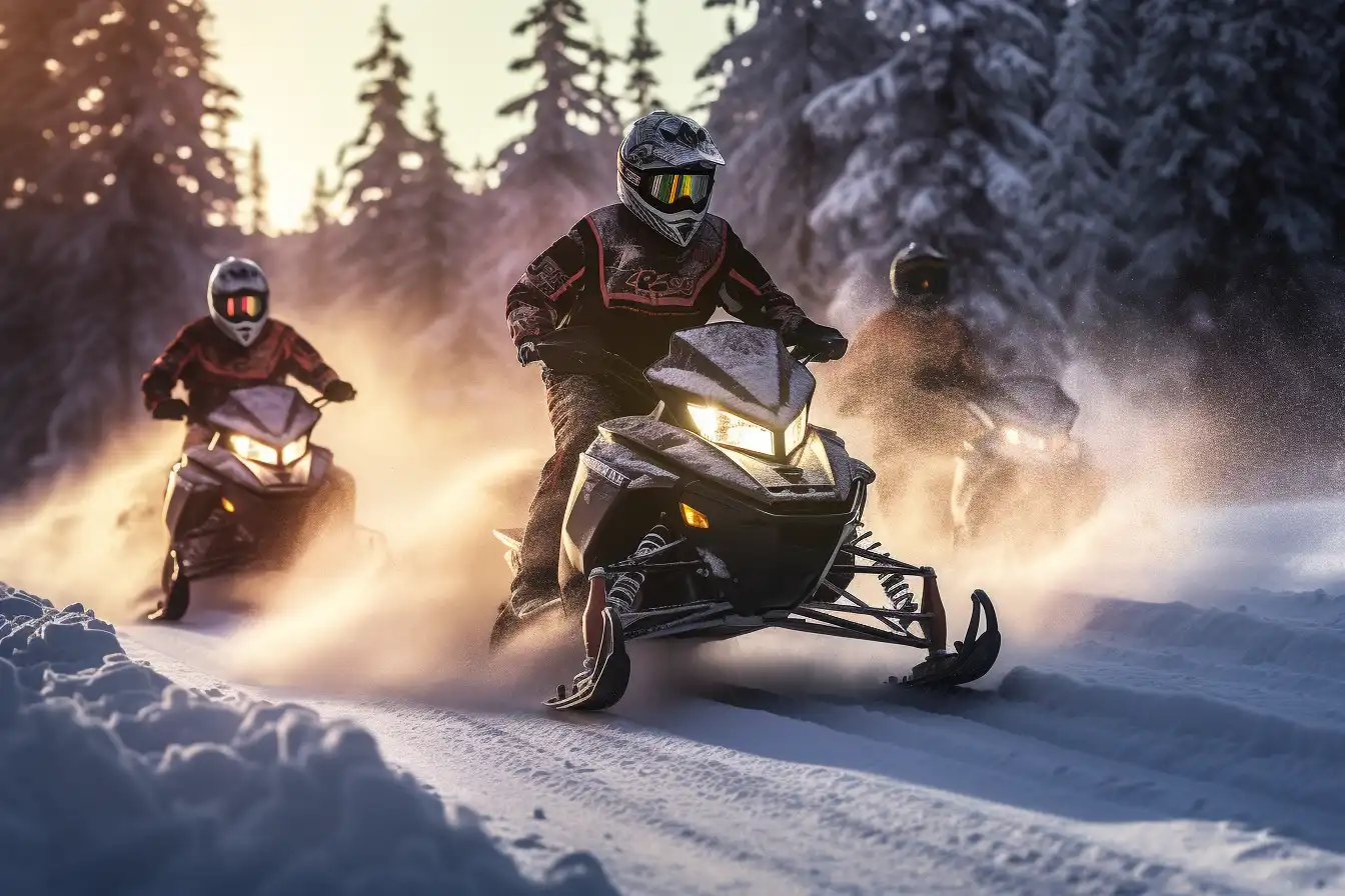 Two Men On Vail Snowmobiles